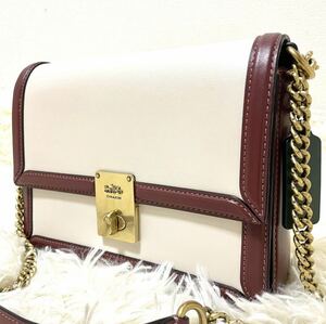 未使用保管品　COACH B2080-612 レザー チェーン ショルダー　ショルダーバッグ レザー ボルドー 斜め掛け ゴールド金具 クロスボディ 