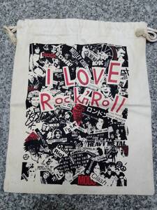 80s■ロック 巾着 1984年■ヘビメタ ピンクフロイド AC/DC JAM レッドツェッペリン KISS ■検) 昭和レトロ 当時物 ビンテージ