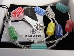 イタリア製★ERCOLE MORETTI エルコーレ モレッティ x MURANO GLASS ムラーノガラス ガラス製 ビーズ ネックレス,箱入/未使用