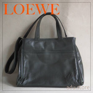 オールドロエベ LOEWE アナグラム 2way トート ハンドバッグ ショルダーバッグ グリーン ナッパーレザー ビンテージ ヴィンテージ