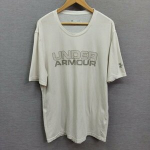 C502 UNDER ARMOUR アンダーアーマー Tシャツ スポーツ ミックス カットソー ホワイト サイズ L ロゴ サイズ L 丸首 クルーネック メンズ