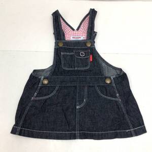 MIKI HOUSE デニム オーバーオール S 70～80cm ネイビー キッズ 子供服 ジャンパースカート ミキハウス 24102403