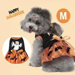 犬服 M ハロウィン 仮装 ハロウィン衣装 ゴースト 小型犬 オレンジ   犬