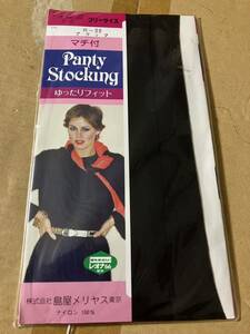レトロ 年代物 昭和 パンスト タイツ ストッキング panty stocking マチ付 ゆったりフィット ブラック パンティストッキング 黒
