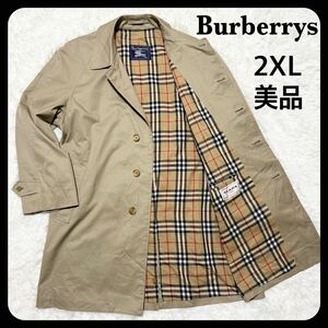 1円〜 【大きいサイズ！】 Burberrys バーバリーズ ステンカラーコート バルマカーンコート ベージュ ノバチェック メンズ 2XL TLAPA 美品