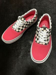 送料無料! バンズ エラ ピンク チェッカーフラッグ US7.5 25.5cm かかとの減り少ない 市松模様 VANS ホッドロッド オールドスクール sk-8