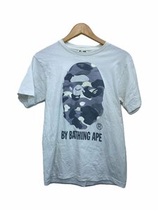 A BATHING APE◆Logo-print/シングルステッチ/Tシャツ/S/コットン/WHT/001TEK301025M//