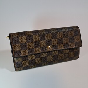 1円 Louis Vuitton ヴィトン N61734 ポルトフォイユサラ ダミエ 長財布　 ウォレット　 二つ折り財布 