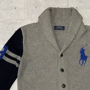 極美品 Polo Ralph Lauren カーディガン ポロラルフローレン　　ビッグポニー ショールカラーカーディガン アームナンバリング YL430