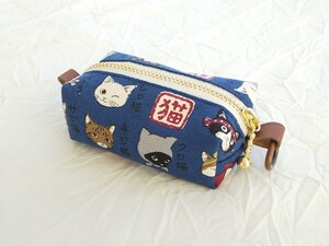 ★ハンドメイド★cat*猫*ミニminiボックスポーチ*小物入れ*ネコ♪ねこ