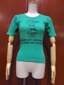 ビンテージ70’s●レディースチャーリーブラウン染み込みプリントTシャツ緑size S●220512k2-w-tsh-ot 1970sピーナッツ古着キャラクター