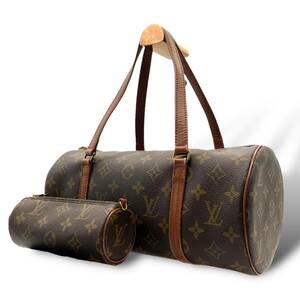 美品 LOUIS VUITTON ルイ ヴィトン ハンドバッグ パピヨン 筒形 ハンドバッグ ミニポーチ付き モノグラム レディース メンズ ユニセックス