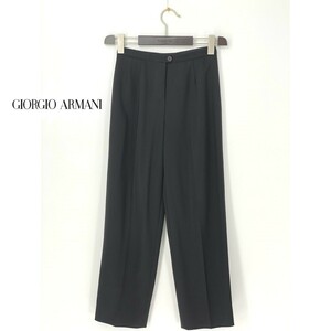 A9229/美品 春夏 GIORGIO ARMANI CLASSICO ジョルジオアルマーニ ウール テーパード 1タック パンツ スラックス 36 M程 黒 レディース