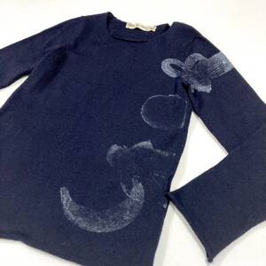 AD1995 COMME des GARCONS フラワー 花 プリント ニット カットソー 紺 コムデギャルソン 薄手 セーター 90s VINTAGE archive 4080371