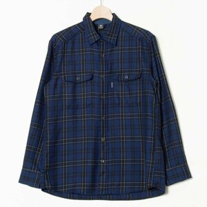 メール便◯ mont-bell モンベル サイズM 長袖 チェック柄 レギュラーカラーシャツ 青/ブルー メンズ アウトドア トップス カジュアル