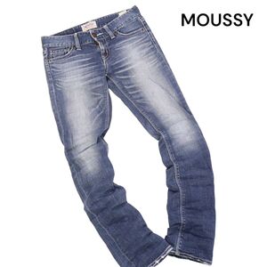 MOUSSY マウジー 通年 ホワイトステッチ♪ USED加工 ストレッチ スキニー デニム パンツ ジーンズ Sz.26　レディース　K4B00564_7#R