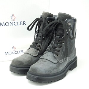 GQ9259*イタリア製 MONCLER モンクレール PATTY Size 35 スエードレザー ショートブーツ レースアップシューズ 靴 グレー系