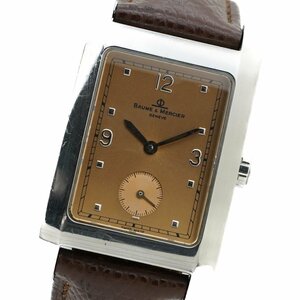 1円 稼働 良品 Baume & Mercier ボーム＆メルシエ MV045063 ハンプトン QZ スモールセコンド オレンジ系文字盤 SS 腕時計 0571320240903