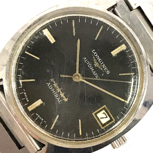 1円 ロンジン アドミラル 5スター 自動巻 腕時計 黒文字盤 メンズ ファッション小物 ジャンク品 LONGINES