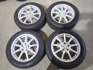 YS14393【送料無料215/55R17】オデッセイ ヴェゼル エスティマ等に 中古スタッドレスセット ●17×7J 114.3/5H ET47●1円スタート