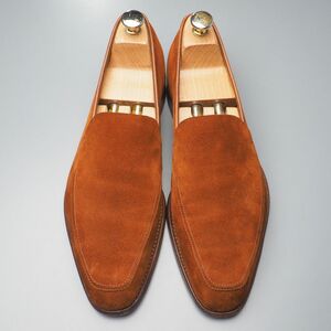 GQ9222//英国製*ジョンロブ/JOHNLOBB*メンズ7E/CLASSIC LOAFER/レザースリッポン/Uチップ/ヴァンプローファー/革靴/茶/ブラウン