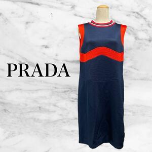 現行タグ PRADA プラダ ニットワンピース ノースリーブ ドレス 40 L