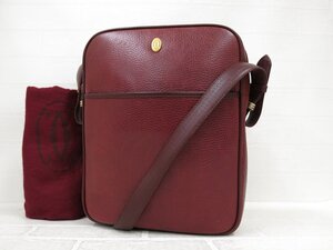 ◆美品◆Cartier カルティエ◆マスト◆ロゴ金具◆カーフ レザー 本革◆ショルダー バッグ◆ボルドー ゴールド金具◆ヴィンテージ◆A8979