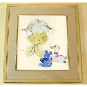 新品　いわさきちひろ　アヒルとクマと赤ちゃん　絵画　児童画