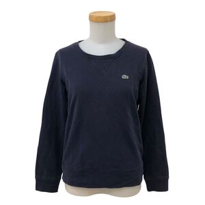 NB261-87 LACOSTE ラコステ 長袖 スウェット トレーナー トップス プルオーバー コットン 100% ネイビー 紺 レディース 36