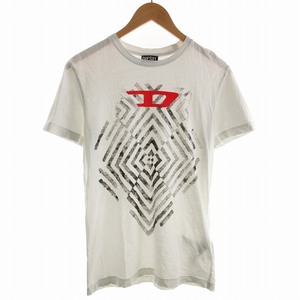 ディーゼル DIESEL T-DIEGOR-C16 Tシャツ ディエゴ プリント コットン 半袖 S 白 ホワイト A05257 /AI メンズ