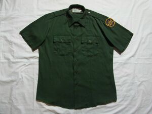 ☆ 70s80s USA製 ビンテージ USBP U.S. Border Patrol アメリカ合衆国国境警備隊 シャツ size16 1/2 モスグリーン ☆古着 CBP 制服 実物