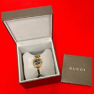 稼働品 極 美品 希少品 箱付き GUCCI グッチ ホースビット クォーツ ステンレス 腕時計 バングル ウォッチ アクセサリー ゴールド 17832