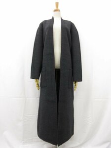 極美品【エルメス HERMES】カシミア混 極上の肉厚生地 ロングニットコート ガウンコート (レディース) size46 グレー系 伊製■17HT2506■