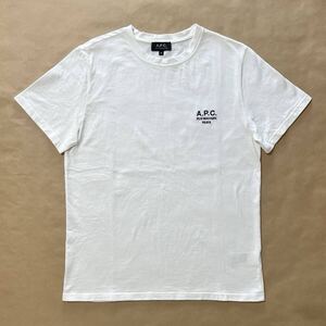 美品 正規品 A.P.C. Raymond 刺繍 ロゴ Tシャツ ホワイト ネイビー M 半袖 コットン ユニセックス APC アーペーセー @b146