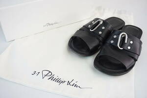 3.1フィリップリム*38/24ｃｍ相当*黒*サンダル/シュ－ズ/靴*レザ－*定価６万円*ALIX-FLAT SLODE SANDAL*レディース/女性用*