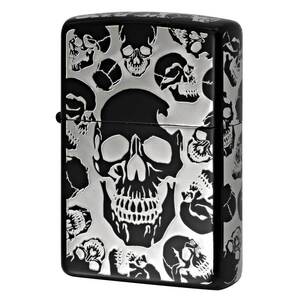 Zippo ジッポライター スカル 骸骨 モッシュ スカル 5面加工 ブラックマット 銀サシ MOSH SKULL 2BKS-5SKL メール便可