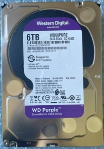 WD 6TB HDD WD60PURZ 3.5インチ SATA 6Gb/s 中古動作品 正常