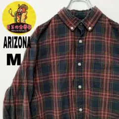 usa古着 ARIZONA 長袖シャツ　ネルシャツ　M  レッド　ダークネイビー