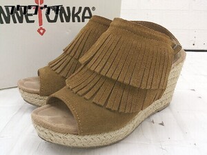 ◇ ◎ MINNETONKA ミネトンカ 71311 フリンジ ウェッジソール サンダル サイズ6 キャメルブラウン レディース