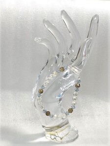 ★天然石★スモーキー/水晶★パワーストーン ブレスレット　多面体　レディース　内周15cm　展示品★送料無料！15