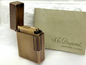 S.T.DUPONT デュポン ライン1S ゴールド ウエーブカット ヴィンテージ ローラガスライター 中古 fah 5J077K