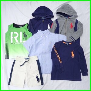 ★一部美品 ポロラルフローレン 男の子用 子供服 6着セット 110/パーカー/長袖シャツ/半袖シャツ/ショートパンツ/まとめ&2044500003