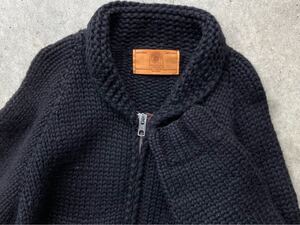 カナダ製 CANADIAN SWEATER ハンドニット カウチンジャケット カナディアンセーター メンズ ブルゾン 肉厚 ウールニット 黒 ブラック