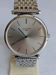 稼働品 ロンジン メンズ腕時計 灰色文字盤 新品電池 LONGINES