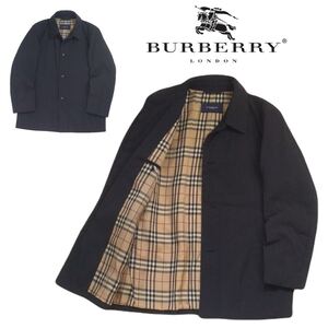 極美品 シルク混 BURBERRY LONDON ノバチェック 撥水防風 蓄熱保温 中綿キルティング ハーフコート ジャケット メンズM バーバリー 250150