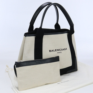 中古良品バレンシアガBALENCIAGA ネイビー スモールカバス トートバッグ 339933 ホワイト系 ランク：A us-2 レディース