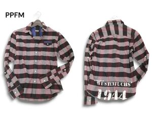 PPFM ペイトンプレイス 秋冬 バック プリント★ 長袖 ワーク チェック ネル シャツ Sz.L メンズ　C4T10219_B#B