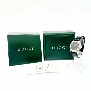 【1円スタート】【箱付き】GUCCI グッチ 5500M SS ブラック文字盤 クオーツ メンズ腕時計 277083