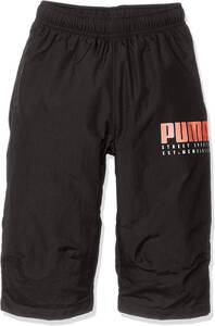 【KCM】Z-puma-541-160★展示品★【PUMA/プーマ】キッズ ジュニア ナイロン3/4パンツ Capri Pant 裏メッシュ　583220-01　ブラック　160