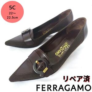 美品フェラガモ【Ferragamo】ガンチーニ ツイード パンプス